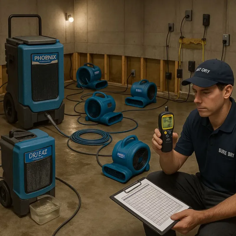 Structural Drying and Dehumidification process in Studio City, CA